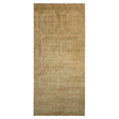 Rug & Kilim One-of-a-kind Hand-knotted 4'8" X 10'1" Runner Area Rug In Beige/green In Beige;green