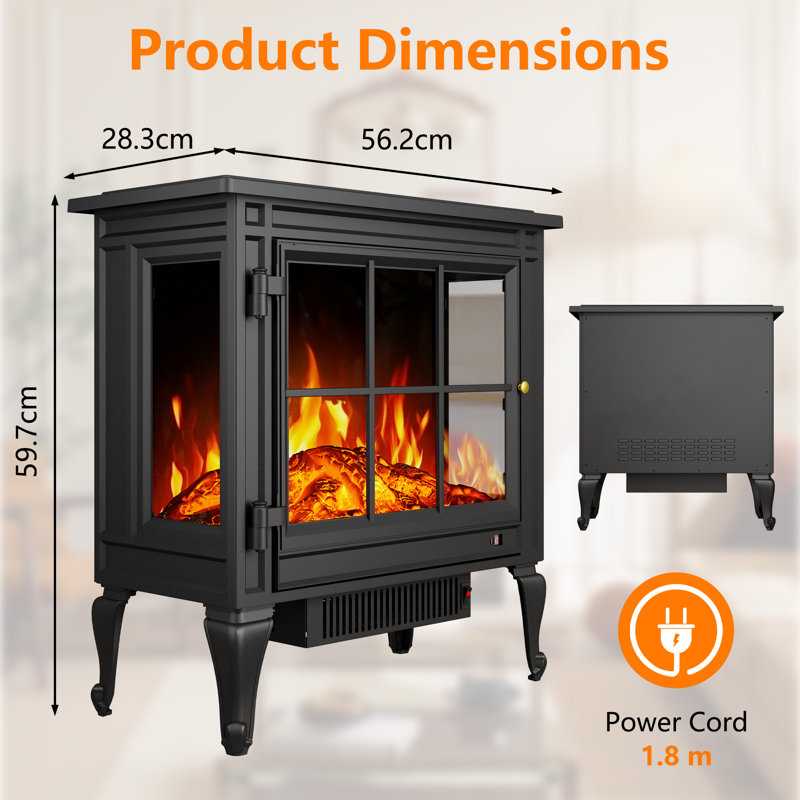 Rosalind Wheeler 56.2 cm W Black Electric Fireplace with 6100 BTU