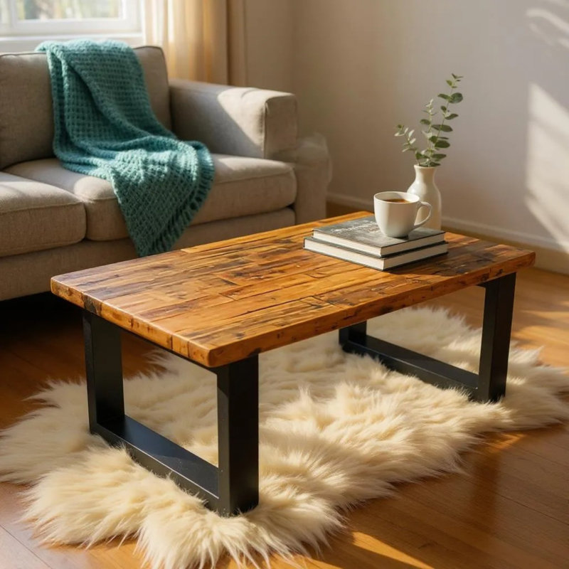 The Rustic Timber Revival Coffee Table, 16" H x 30" L x 24" W, Brown Wood