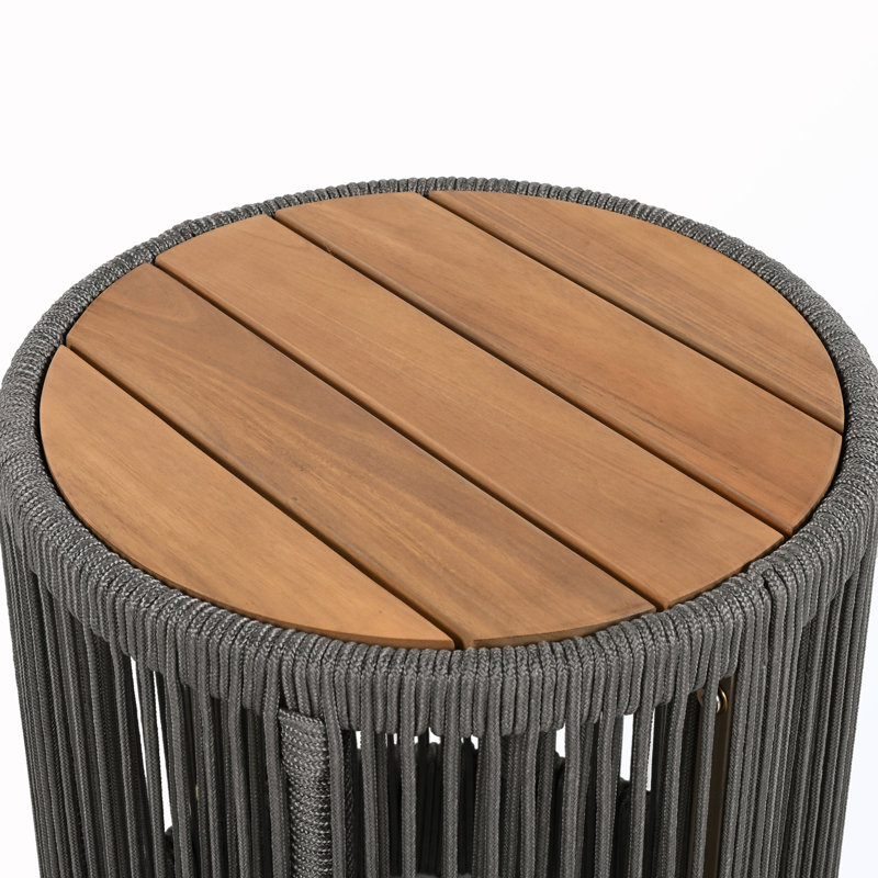 Ensemble de chaise longue d'extérieur en corde avec table d'appoint, coussins et dossier réglable, Gris