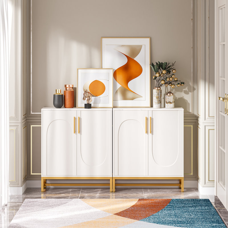 Buffet 59,1 po, Blanc / doré