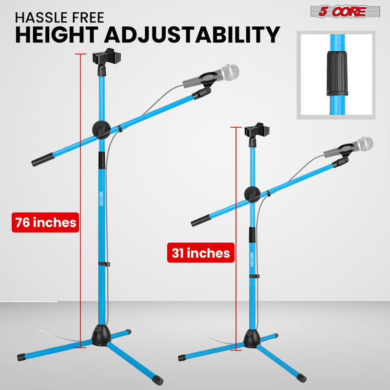 Support de micro à 5 pieds pour trépied réglable, Bleu