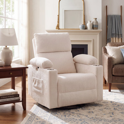 Power Swivel Recliner Chairs With Adjustable Headrest And Armrests, Featuring Massage And Heating Functions
