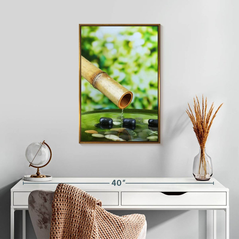 Fontaine en bambou, Floating Frame Gold, 17" x 25"