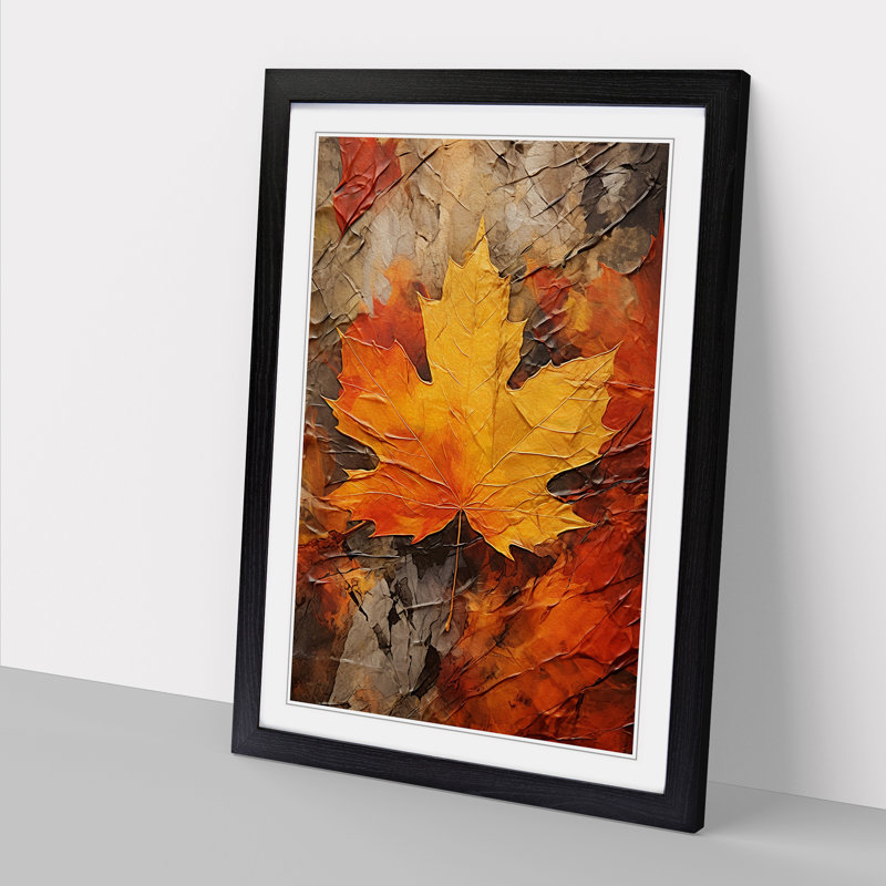 Leaf Expressionism No.3 - Single Picture Frame Print on Wood, Black , 64cm H x 46cm W x 2cm D