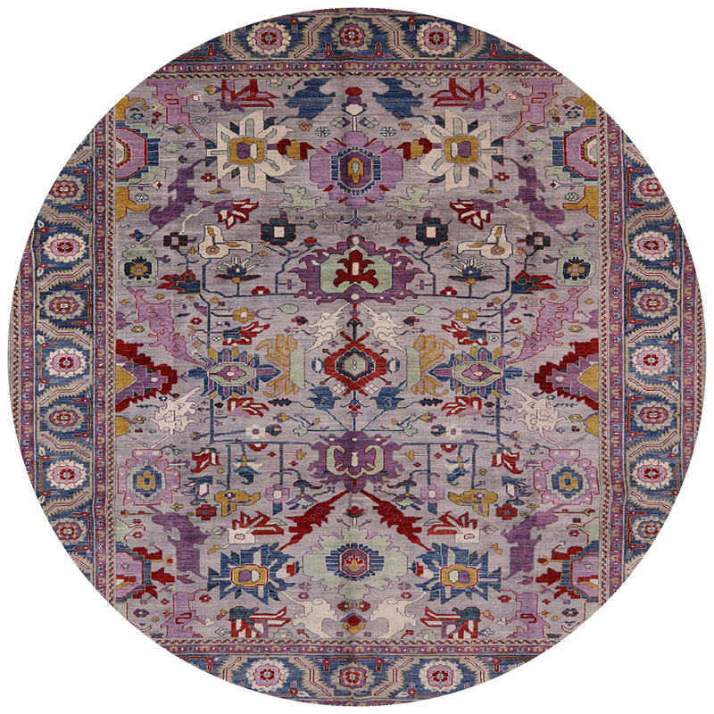 Tapis oriental bleu / mauve / gris clair Hargill, Rond 4 pi