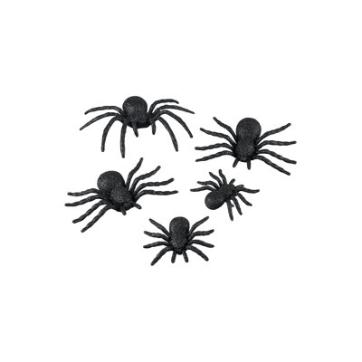 The Holiday Aisle® Halloween Spider Decorations, 5 Pack Of Realistic Fake Spiders, 1 Large Spider 2", 2 Medium Spiders 1.5", 2 Small Spiders 1" Scary Spider Prop Set For Indoor, Outdoor And Yard