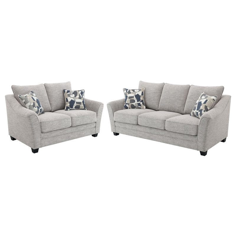Light Grey 2-Piece Boucle Upholstered Sofa Set