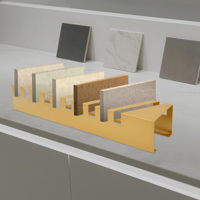 10-Slot Tile Display Rack, Modern Iron Sample Board Stand With 45° Slanted Design For Tile, Marble, Or Wood Panel Showcases