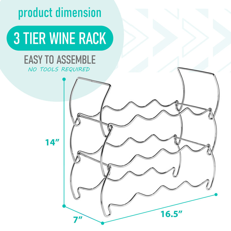 Sorbus 12 Bottle Stackable Copper Wine Rack 3-Tier, Silver