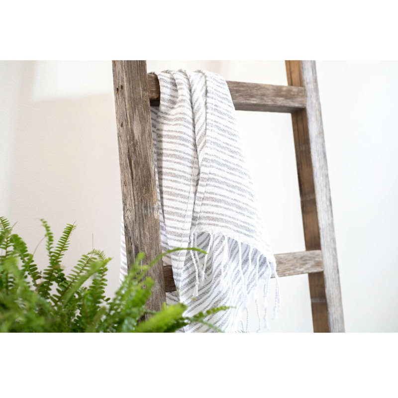 Étagère en bois rustique 6 marches, H 72 po x l 15 po x P 2 po, Noir fumée
