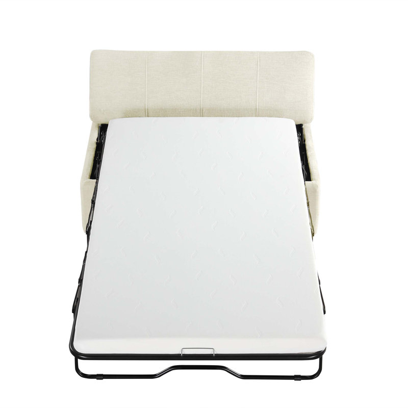 Lit simple escamotable avec repose-pieds et matelas, lit d'invité convertible, blanc