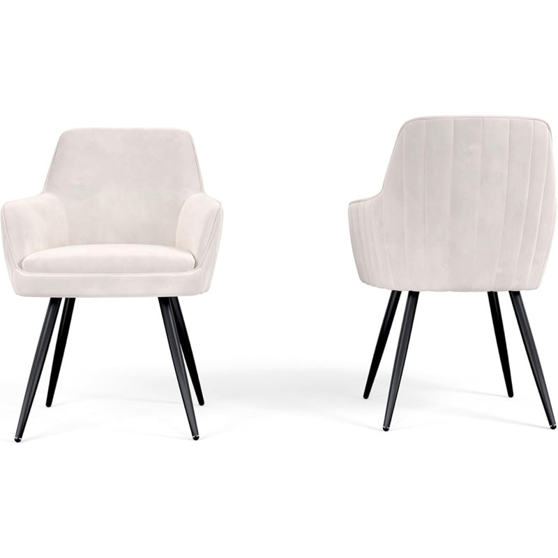 Ensemble de 2 chaises d'appoint rembourrées Modern Mid-Century, Beige