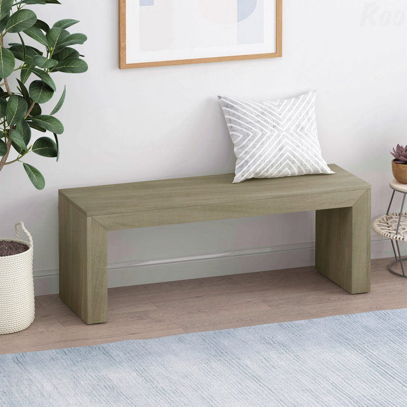 Banc de salle à manger en bois d'acacia massif, 18" H x 48" W x 15" D