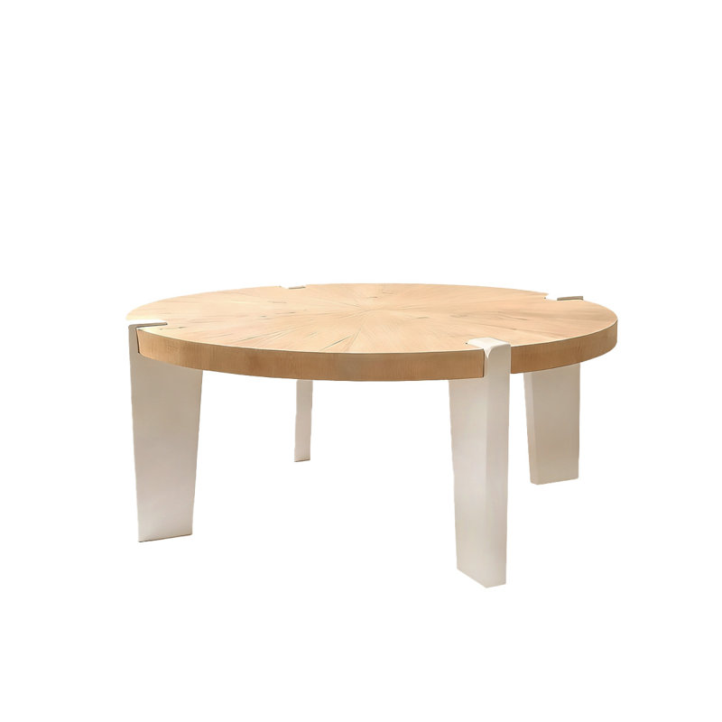 Modern Burlywood Solid Wood Round Coffee Table