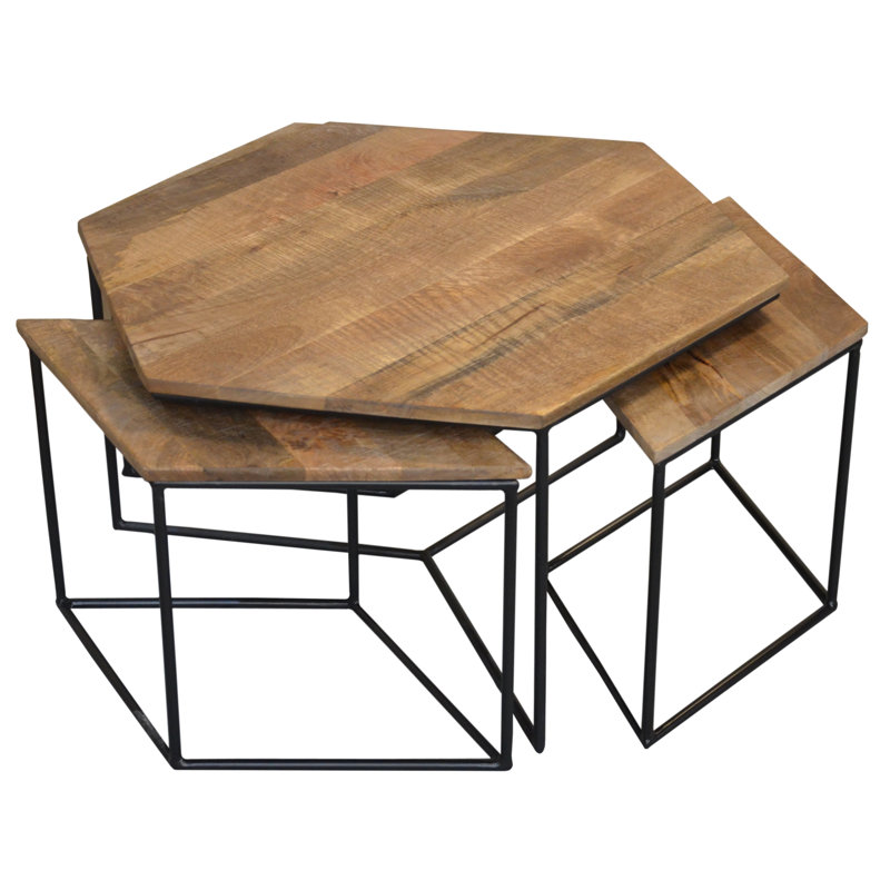 Antora 4-Piece Occasional Table Set in Modern Natural Finish on Solid Wood