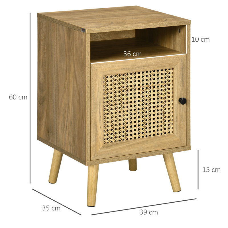 39cm W Engineered Wood Bedside Table