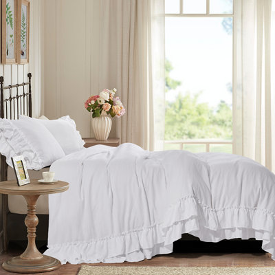Size 3 Piece Ultra Soft Pre-Washed Duvet Cover Set with Handmade Ruffle Fringe