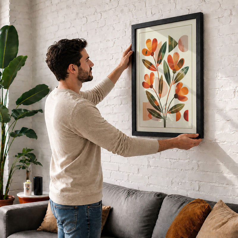 Geometry Botanical - Framed Print, Black, A3 - 42.0 x 29.7 cm