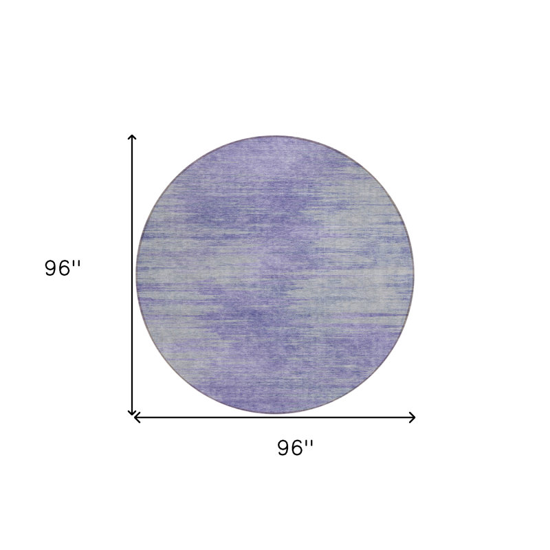 Tapis extérieur rond lavable abstrait 8 pi prune et mauve