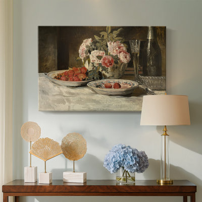 Henri de Braekeleer "Still Life with Strawberries and Champagne" - Museum Quality Gallery Wrapped Canvas Wall Art