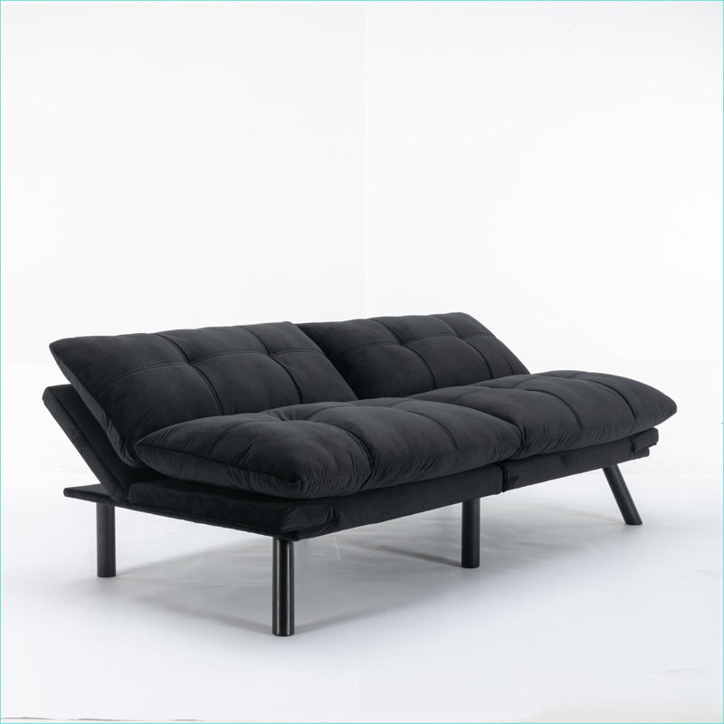 Canapés | Canapé-lit convertible 2 places moderne et ajustable pour petits appartements | Noir | Rembourré