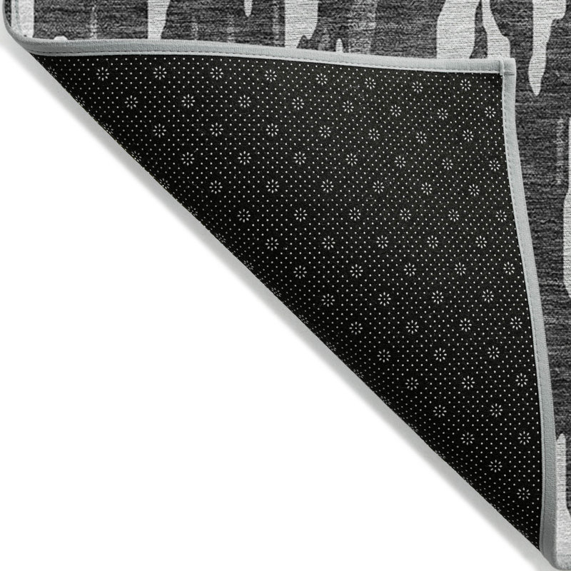 Tapis intérieur lavable abstrait gris et ivoire 5 pi x 8 pi