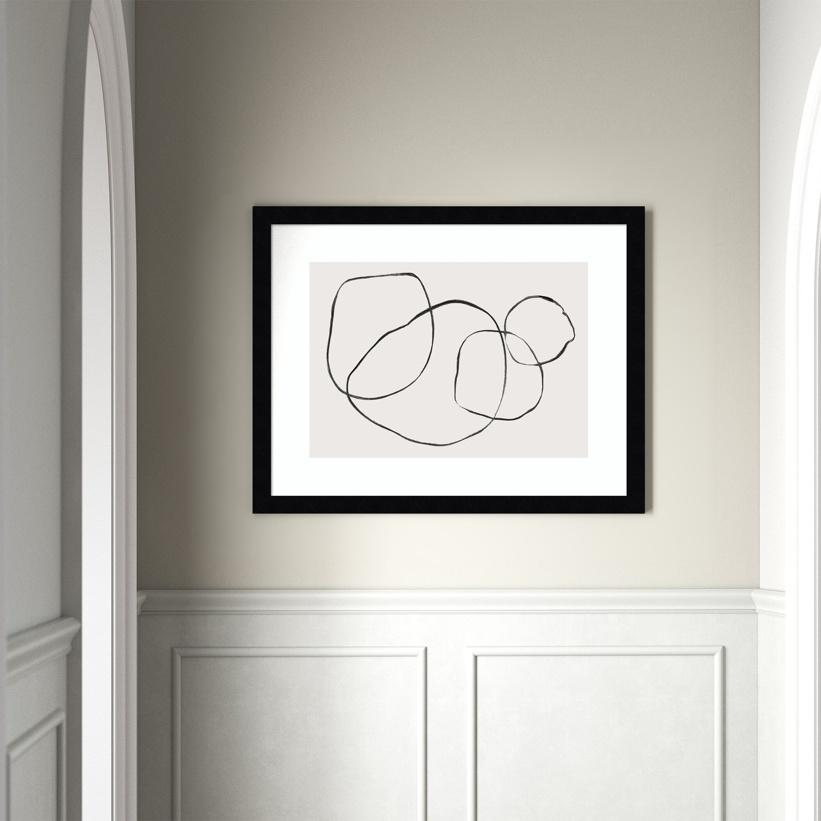 869 Going In Circles by Teju Reval, 31" H x 40" W, Noir Black Framed