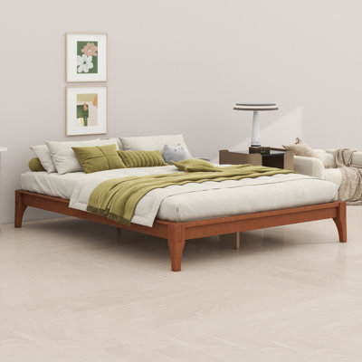 Wood Platform Bed Frame, With Slat Support