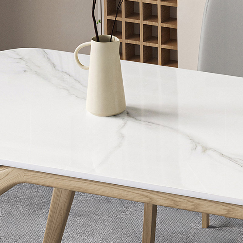 Petit ensemble de table de salle à manger rectangulaire en bois de frêne plat, H 29,52 po x L 70,86 po x l 35,43 po