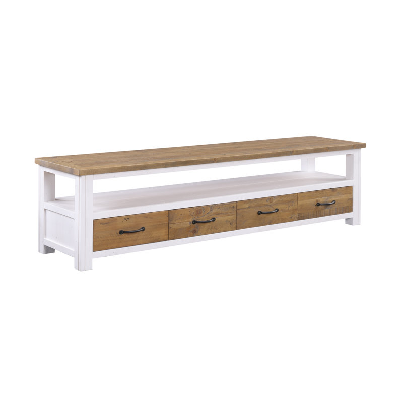 Splash Of White TV Stand, 47cm H x 180cm L x 40cm W, White/Natural 