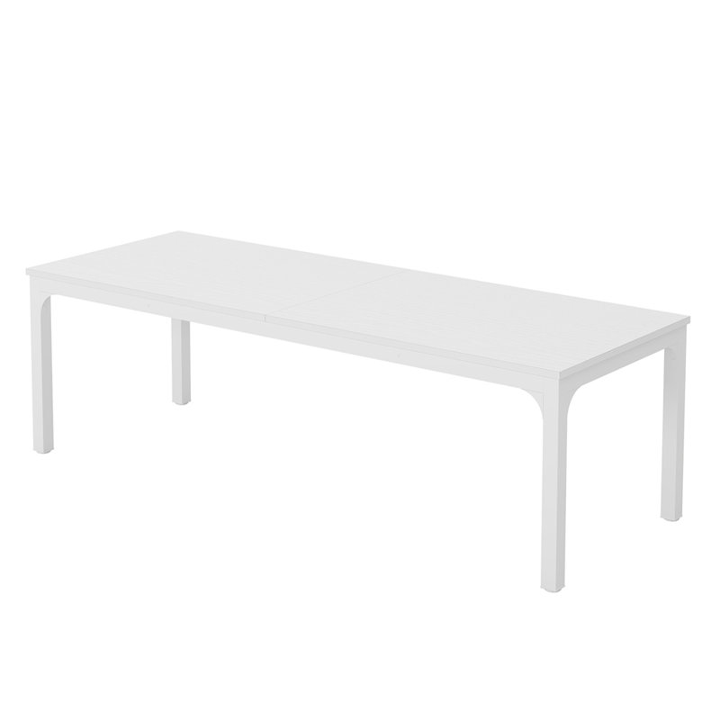 78" Rustic  Rectangle Dining Table Large  For 6-8 People-Table Only, White