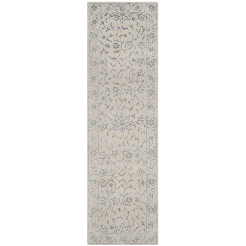 Daphne Hand Tufted Viscose/Wool Oriental Rug in Silver/Ivory, Runner 2'3" x 8'