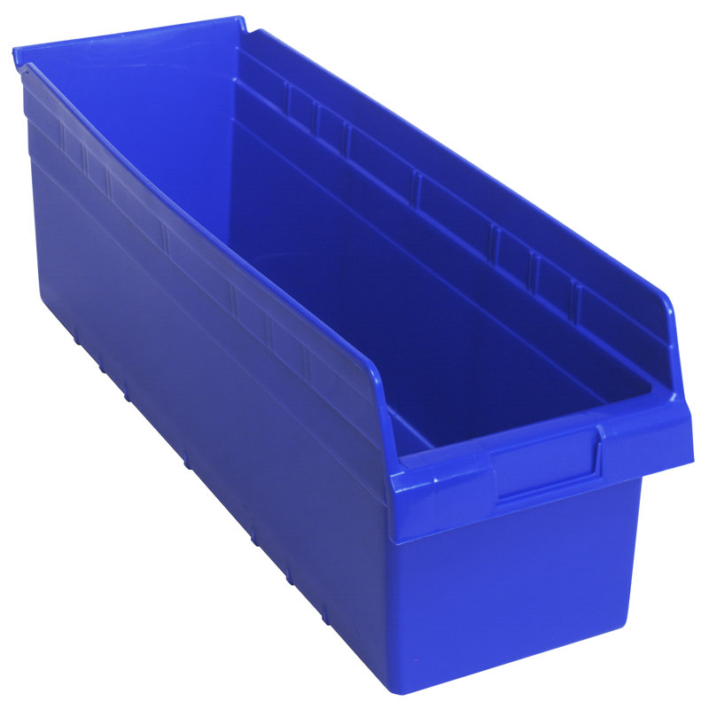 Economy Shelf Bin, nesting, (7) divider slots, rear hanglock, molded-in label holder, polypropylene, Black, 8