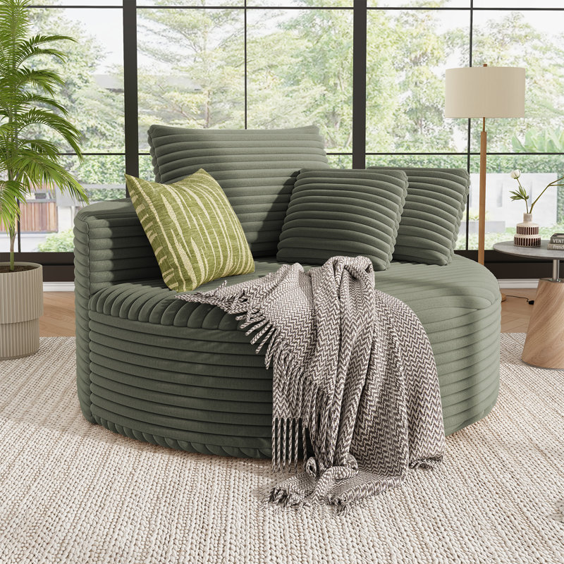 Fauteuil demi-tonneau rembourré Addisin, Vert