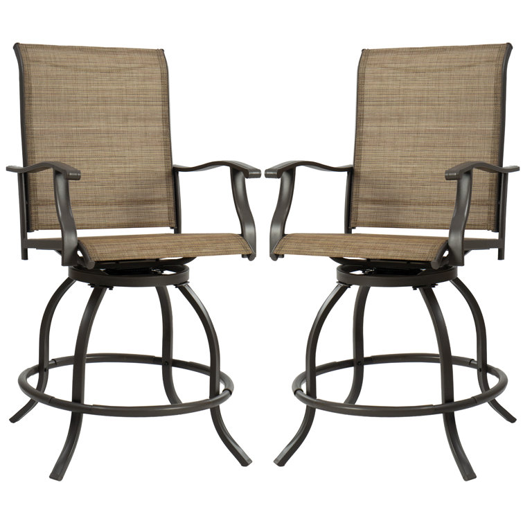 Housel 2 Set Outdoor Patio Swivel Bar Stools/Chairs for Bistro