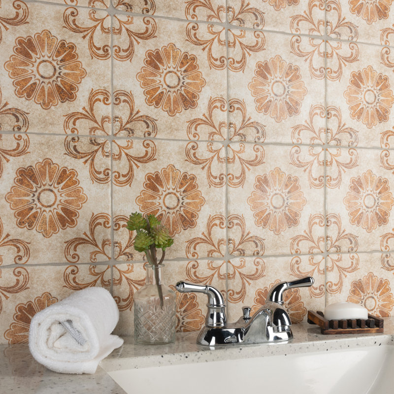 Costa 7.75" x 7.75" Ceramic Patterned Wall & Floor Tile