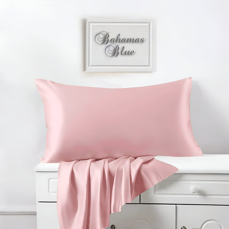Luxury Satin Pillowcase Set of 2 - Silk Feel for Hair & Skin, Anti-Frizz & Cooling Effect, Pink