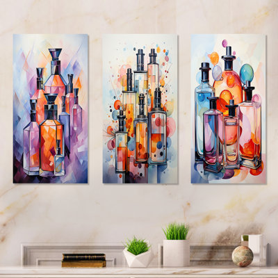 «Orange Parfumée Cubisme Parfums I», ensemble de 3 impressions murales de parfums