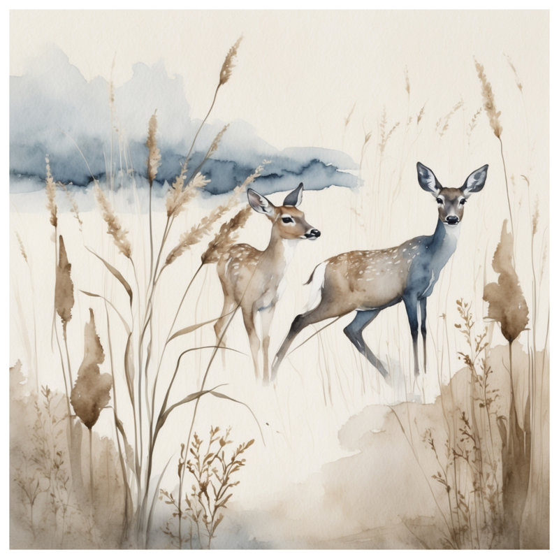 Rideaux de fenêtre cerf dans une prairie, rideaux transparents et occultant - 1 panneau, 50 po x 92 po - 1 panneau, Blocage
