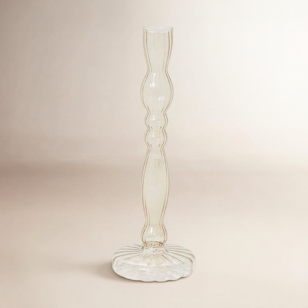 Marajo Candlestick Holder, 8" H x 2.75" W x 2.75" D, Smoke