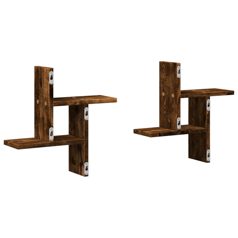 Rocchi Floating Shelf, 38cm H x 38cm W x 12cm, Smoked Oak