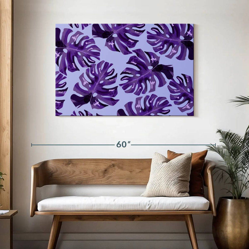 Harnek mauve à feuilles de Monstera, H 30 po x l 45 po
