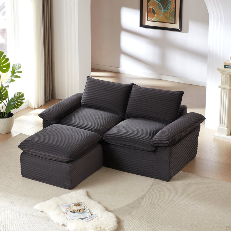 Boneless Corduroy Cloud Sofa, Dark Gray Corduroy