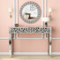 Mirrored Console Table With Round Crystal Wall Mirror