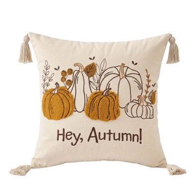 Festives Thanksgiving Home Accent Pillow Case Sofa Cushion Cover With Autumn Harvest Pumpkin Maples Embroidered Autumn Sofa Cushion Cover