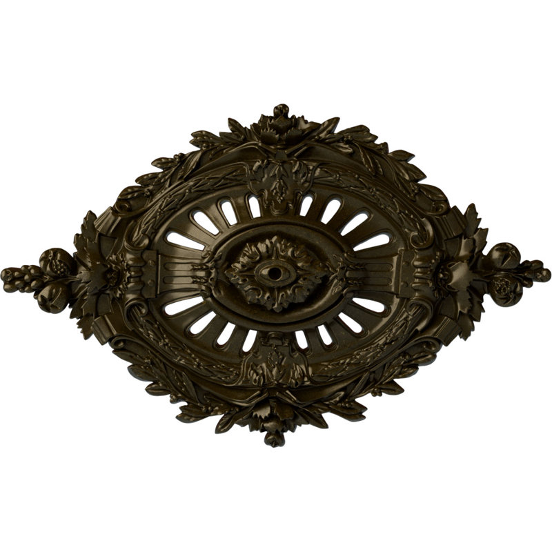 Endurathane Antonio Ceiling Medallion, 35 7/8"W x 22 1/2"H x 4 3/8"P, Hand-Painted Green Gold Finish, Green Gold