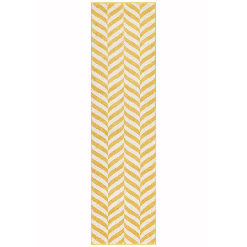 Braun Chevron Yellow Area Rug, Runner 66 x 240cm