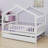 Wooden House Bed With Trundle-371250397
