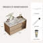 Meuble-lavabo simple 36 po en bois naturel avec plateau en céramique, porte d'armoire visible et drain inclus - Meuble-lavabo